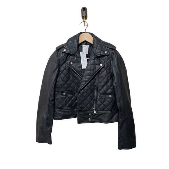 Sandro Ewan Leather Quilted Biker Jacket Size Medium - Picture 8 of 10